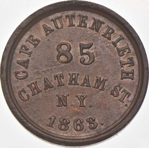 1863 Cafe Autenrieth Civil War Token NY 630B