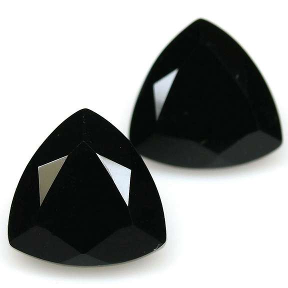 Diamond black 4.26ct trillion cut Onyx pair