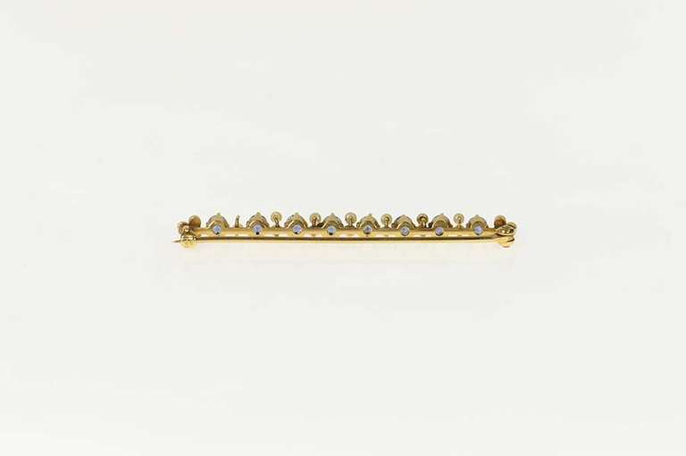 14K Yellow Gold Victorian Cornflower Sapphire Seed Pearl Pin/Brooch