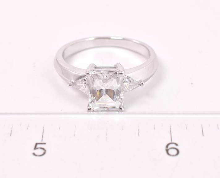 White Crystal Ring in Sterling Silver