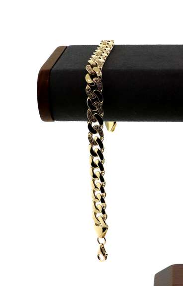 Set of Cubic Zirconia studded 14k Gold Handmade Italian Necklace and Bracelet