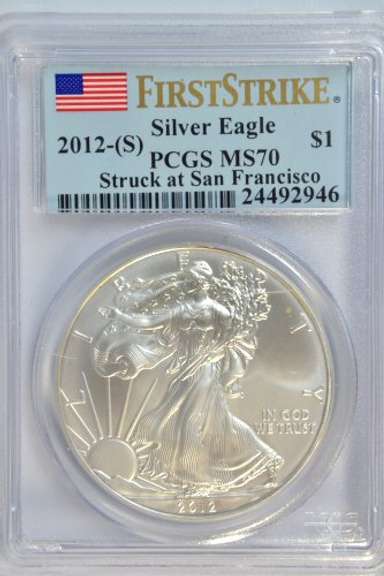 Perfect PCGS MS70 graded 2012-(S) $1 American Silver Eagle