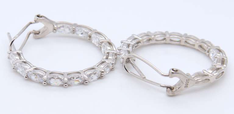 Sterling Silver Cubic Zirconia Hoop Earrings