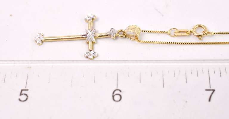 Radiant Cross Pendant Necklace in 14K Yellow Gold