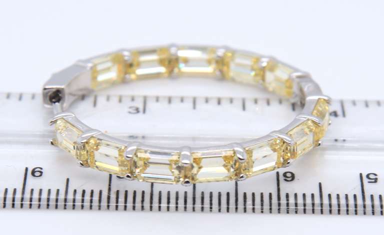 Sterling Silver Yellow Cubic Zirconia Hoop Earrings