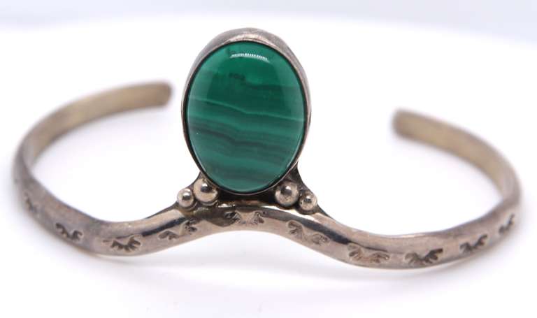 Sterling Silver Malachite Bangle
