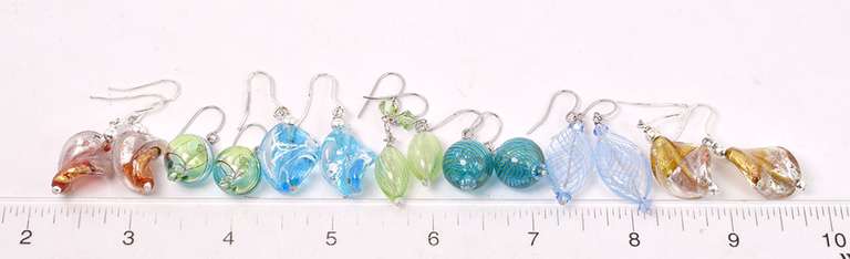 Collection of Art Glass Earrings in Sterling Silver
