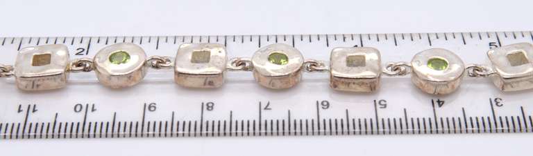 Strerling Silver Round and Square Link Bracelet