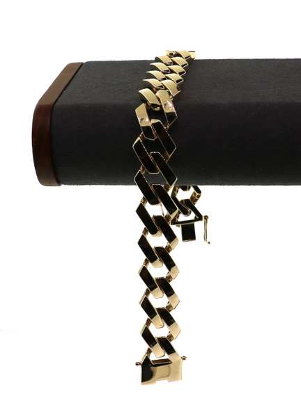 Set of Handmade Italian 14k Gold Contemporary Bracelet and Necklace