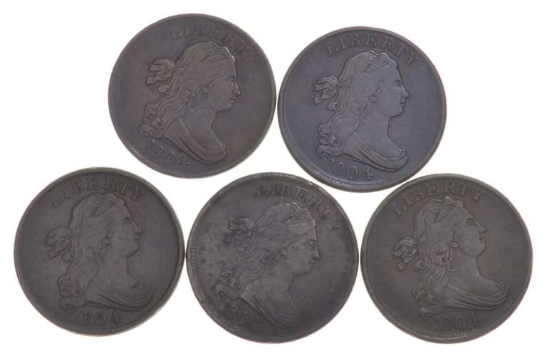 Lot (5) 1804 Draped Bust Half Cents