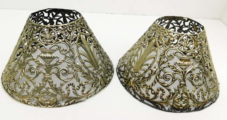 Rare Set of 4 Antique French Metal Lamp Shades