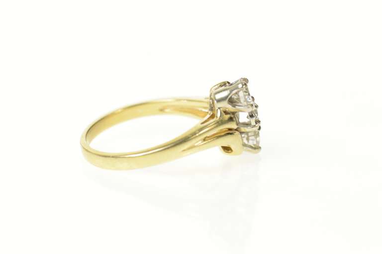 14K Yellow Gold 0.63 Ctw Retro Diamond Bypass Engagement Ring