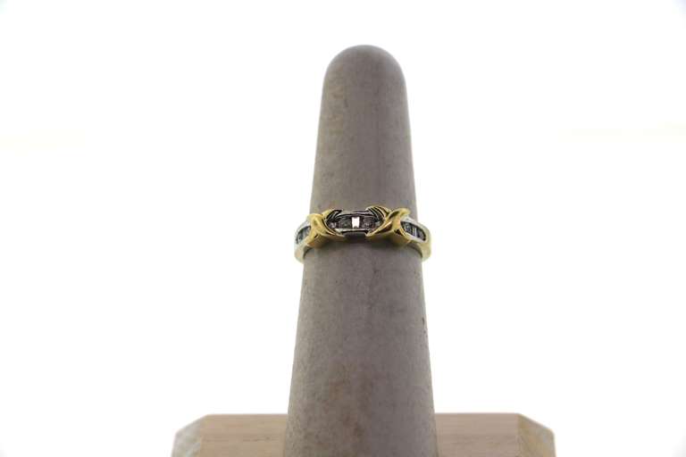 14k White and Yellow Gold Knot Channel Set Diamond Ring