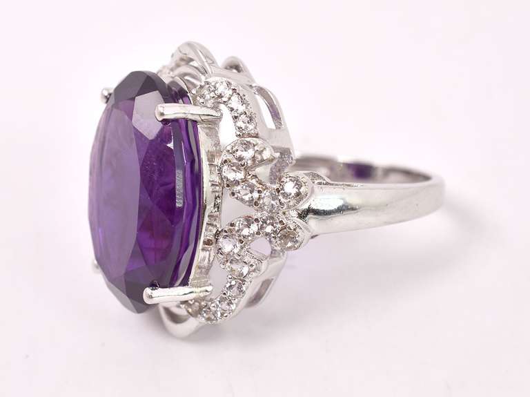 Large Amethyst Ring in Sterling Silver