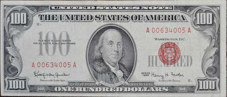 Series 1966 $100 United States Note, Circulated FR1550