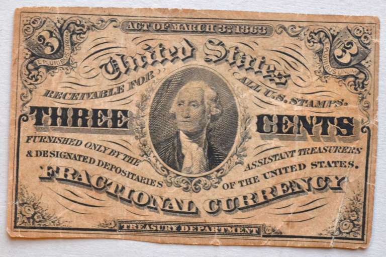 3 Cent Factional Currency Third Issue Note