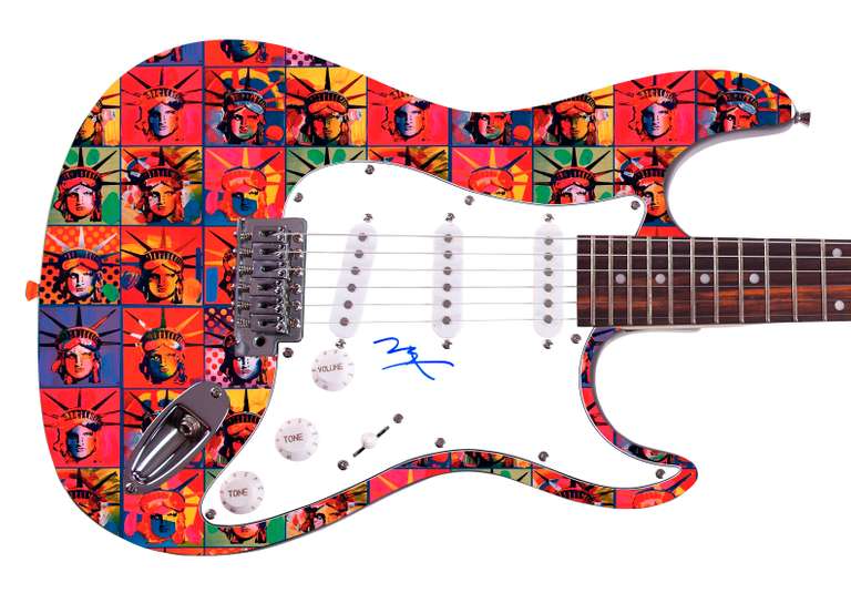 Peter Max Autographed Signed Photo Guitar Graphics NYC Statue Liberty Art ACOA