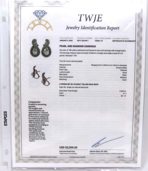 Charming 18kt Pearl and Diamond Rope Swirl Earrings
