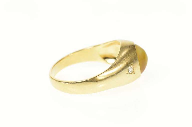 14K Yellow Gold Retro Ornate Tiger's Eye Men's Statement Ring