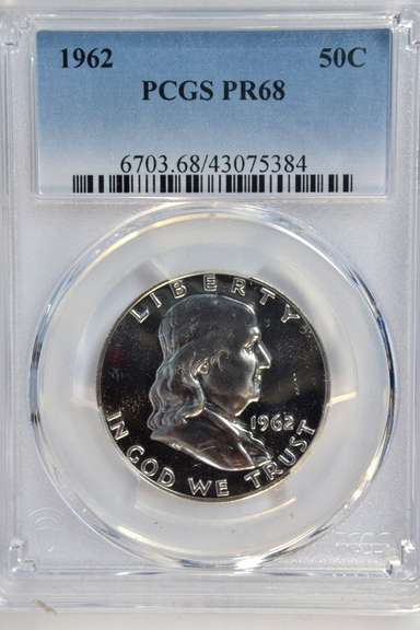 Near Flawless 1962 Gem Proof Franklin Half Dollar. PCGS PR68