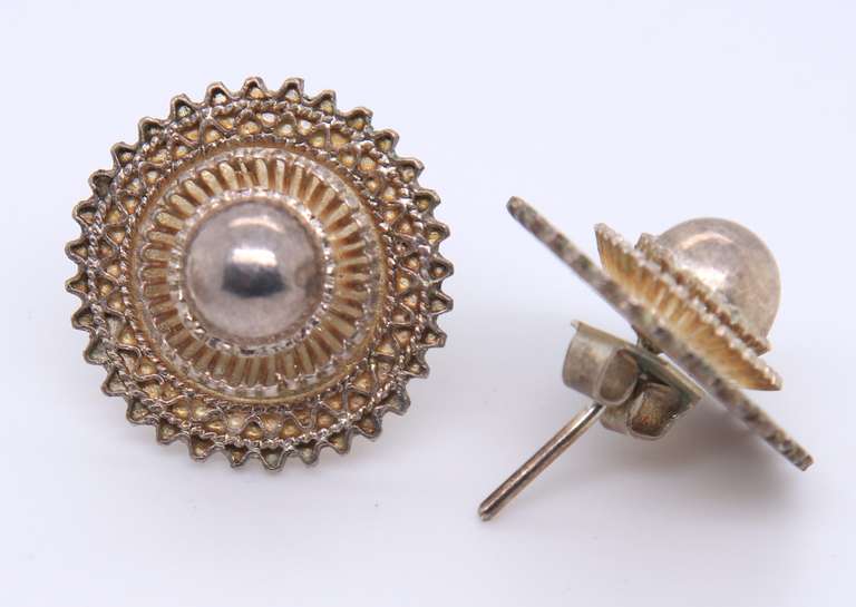 Vintage Sterling Silver Set of Earrings and Pendant