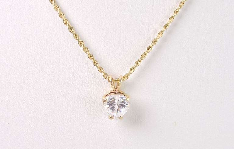 Lovely Heart Crystal Pendant Necklace in 14K Yellow Gold