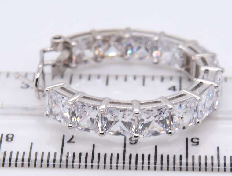 Sterling Silver Cubic Zirconia Hoop Earrings