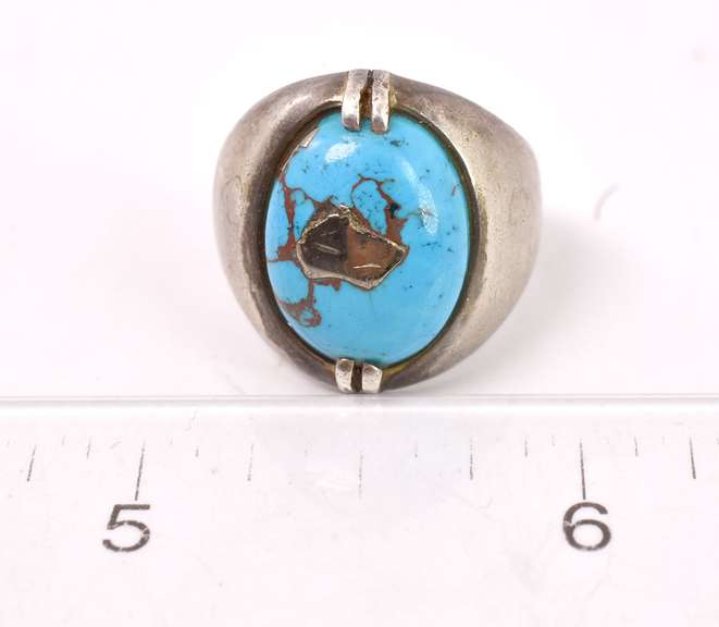 Blue Turquoise Ring in Sterling Silver