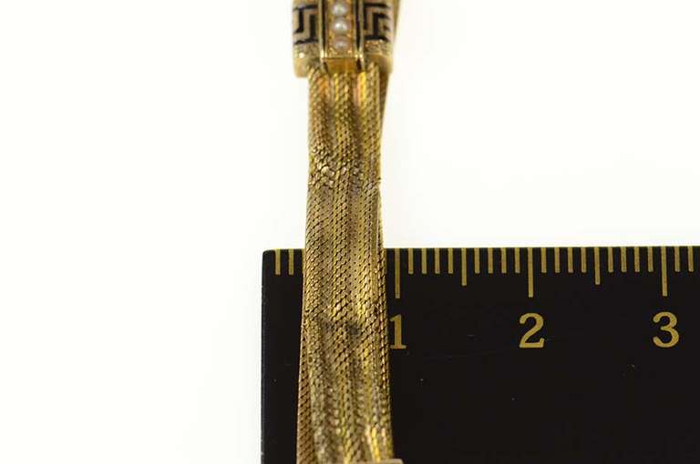 10K Yellow Gold Victorian Enamel Slide Squared Chain Fringe Bracelet