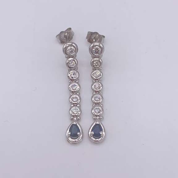 14kt Gold, Blue Sapphire & Diamond Earrings