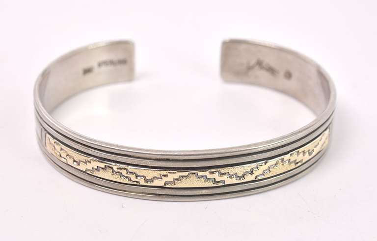 Sterling Silver Bracelet with 14K Yellow Gold Accents