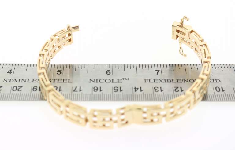 Patterned 14k Gold Handmade Italian Bangle Bracelet