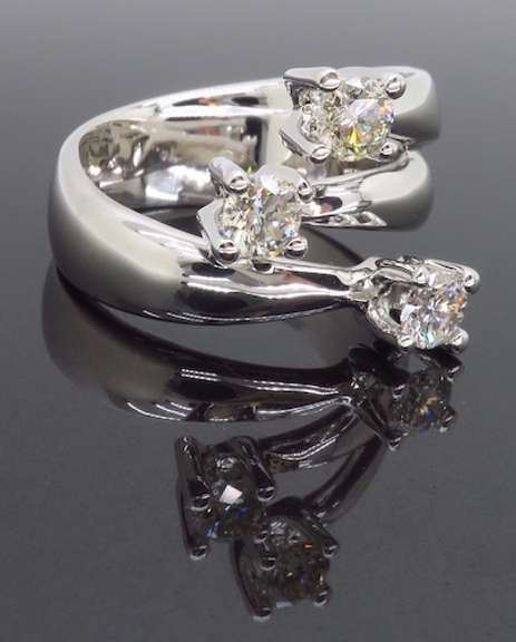 Three Diamond Bypass Ring