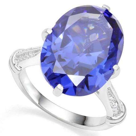 925 STERLING SILVER OV 13*18 MM LAB TANZANITE WOMEN RING