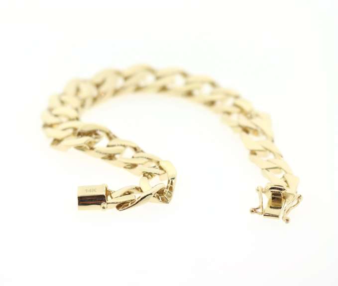 Handmade Italian 14k Gold Contemporary Curb Chain Bracelet