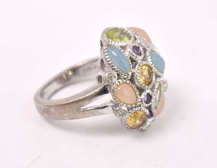 Multi Gemstone Ring in Sterling Silver