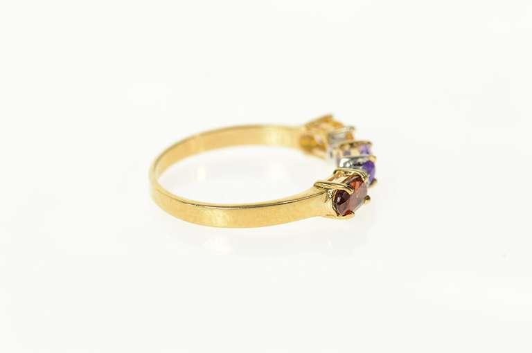 14K Yellow Gold Amethyst Citrine Diamond Garnet Band Ring