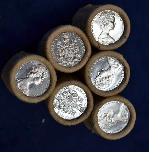 Lot Of 120 Unsearched Uncirculated Canadian Half Dollars In Brink's Rolls
