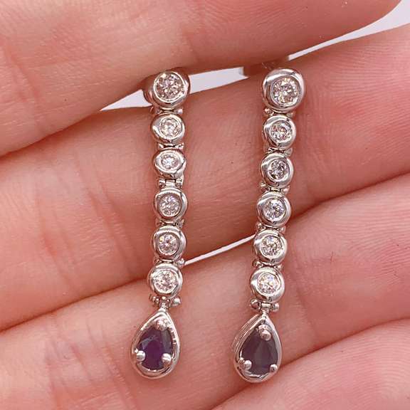 14kt Gold, Blue Sapphire & Diamond Earrings