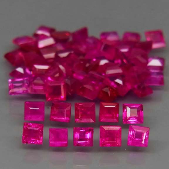 Premium 4.22ct 55 piece princess cut Ruby set