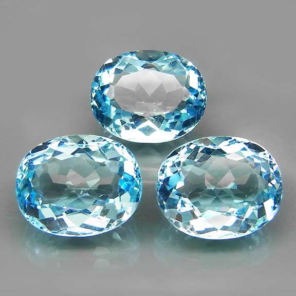 Matched! 3 piece 14.30ct full fire sky blue Topaz set