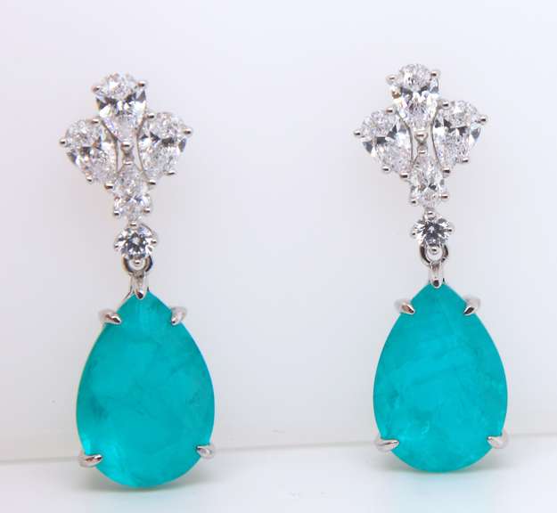 Sterling Silver Green and White Cubic Zirconia Dangle Earrings