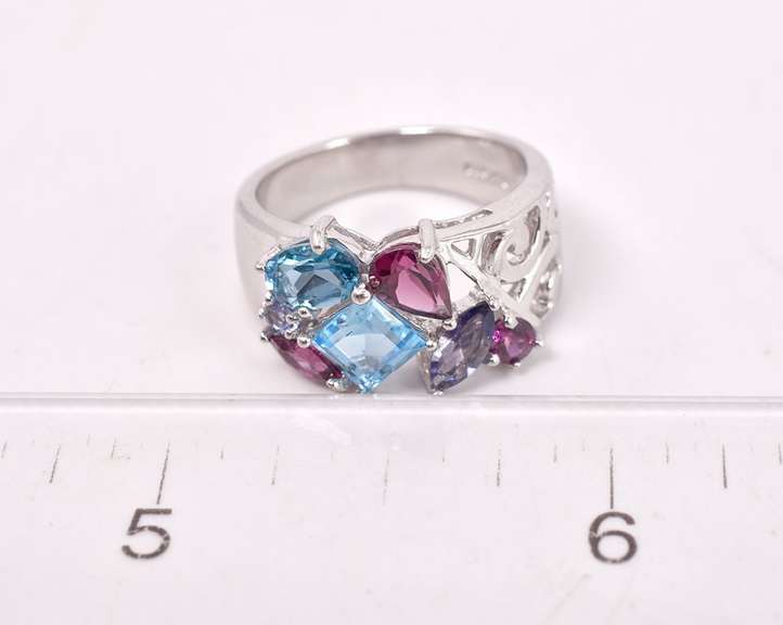 Colorful Gemstone Ring in Sterling Silver