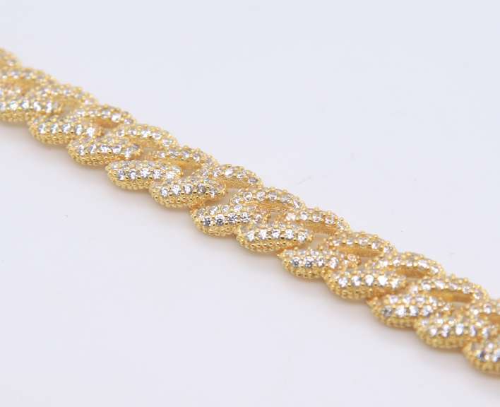 Sterling Silver Cubic Zirconia Curb Link Bracelet