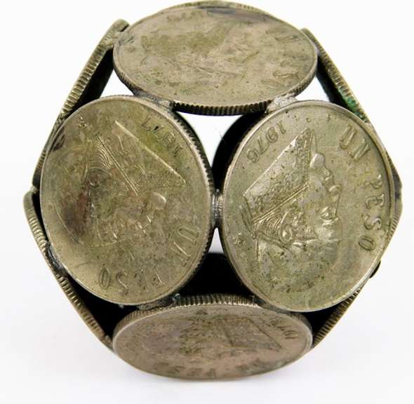 1970's 12 Coins Peso Paperweight