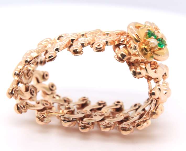 Vintage Yellow Gold Expandable Clover Bracelet