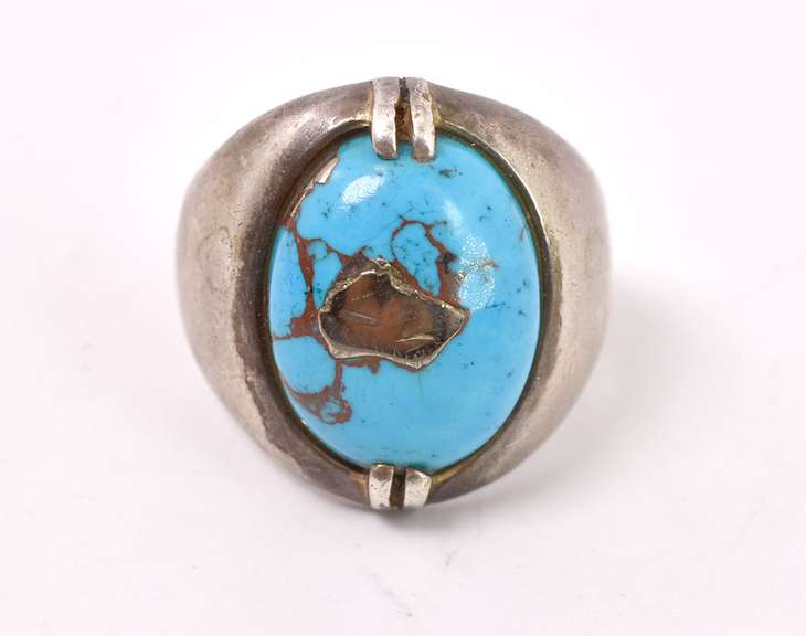 Blue Turquoise Ring in Sterling Silver
