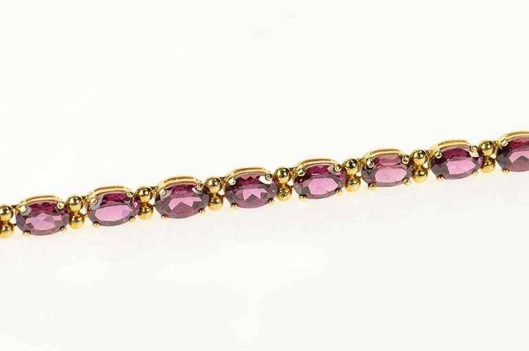 14K Yellow Gold Oval Rhodolite Garnet Classic Statement Bracelet