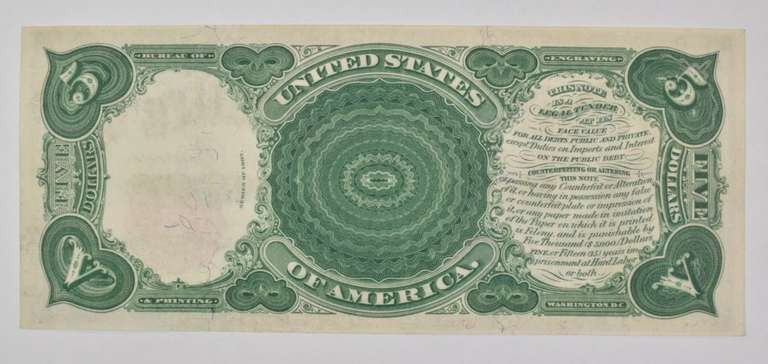 1907 $5 United States Legal Tender Note - Large Note - Red Seal