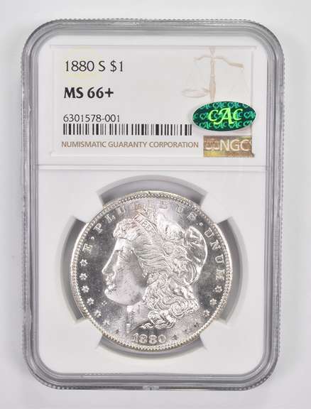 MS66+ 1880-S Morgan Silver Dollar - CAC - Graded NGC